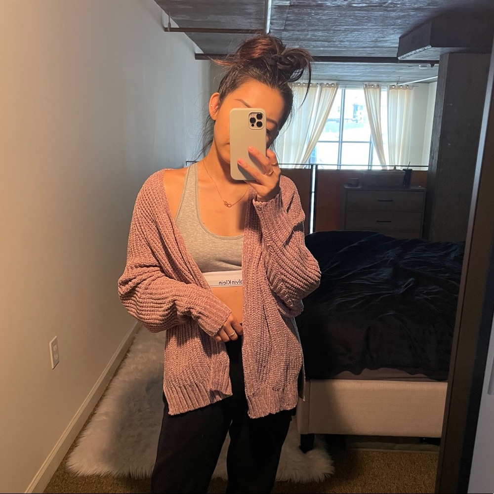 Mauve knit cardigan